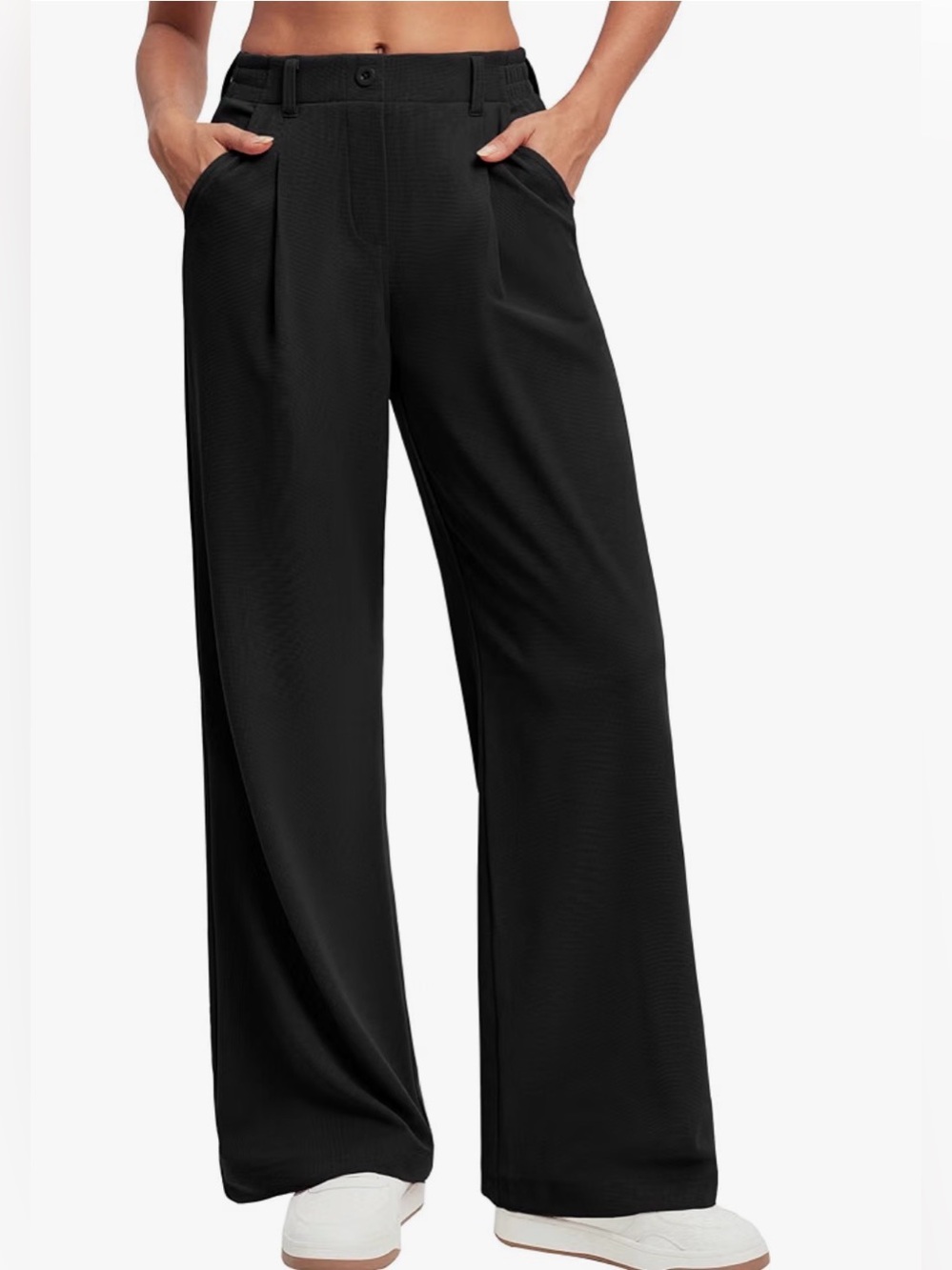 Ewedoos Stretchy Wide Leg Dress Pants Black Size Medium Petite
